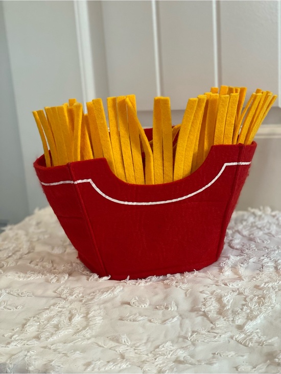 Source Unknown Other - Red Felt Fry Hat with Yellow Fringe